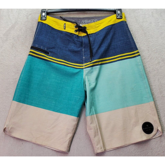 RIP CURL Board Shorts Men's Size 29‎ Multi Polyester Flat Front Drawstring Logo - Picture 1 of 8